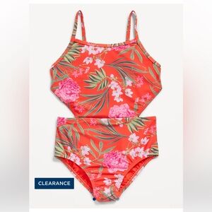 Printed Side-Cutout One-Piece Swimsuit for Girls